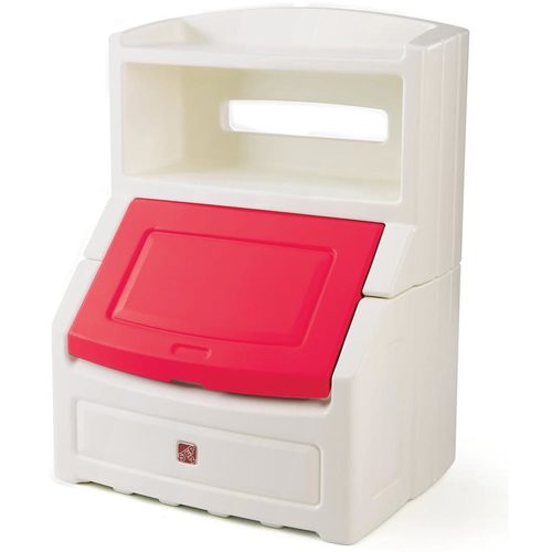 Ящик для игрушек STEP2 с книжной полкой (белый) (фото, Полки с бортиками и задней стенкой)