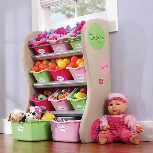 Центр хранения STEP2 Розовый для игрушек (фото, Стеллаж с ящиками для хранения детских игрушек)